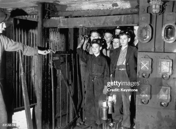 Number of boys volunteered for the coal mines following a Government appeal, and started their training at Markham Main Colliery, near Doncaster.