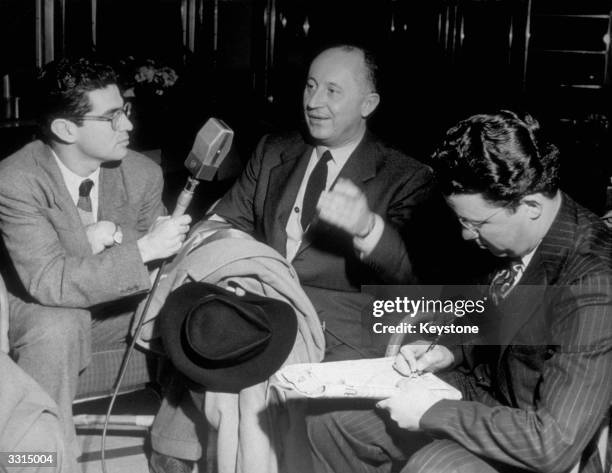 Paris designer, Christian Dior, who created the 'New Look', pictured aboard the 'Queen Mary'.