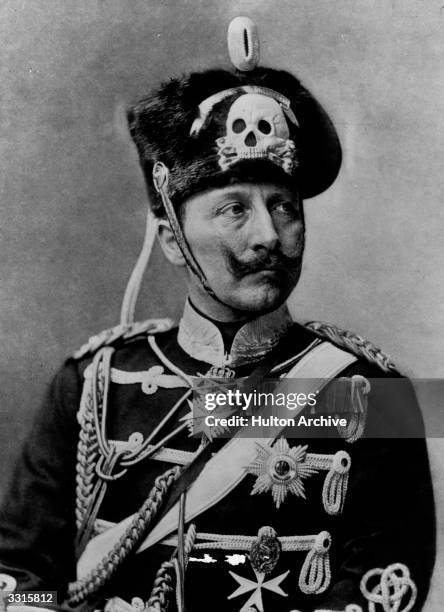 Kaiser Wilhelm II, third German emperor and ninth King of Prussia, in the uniform of the 'Death's-head Hussars'