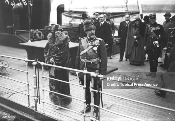 King Ferdinand and Queen Marie of Romania arriving at Dover for a state visit.