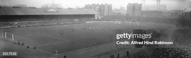 General view of a match in progress at Chelsea's Stamford Bridge ground.