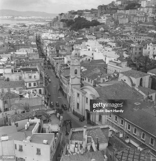 View down the main street in Gibraltar. Original Publication: Picture Post - 7154 - Why We Must Keep Gibraltar - pub. 1944