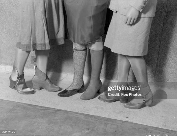 Rubber boots and shoes on show at the rubber exhibition.