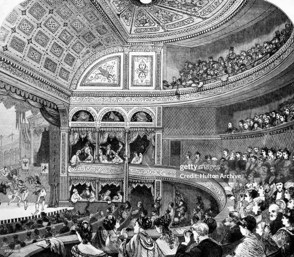 The new Vaudeville Theatre showing part of the ornate ceiling and the ...