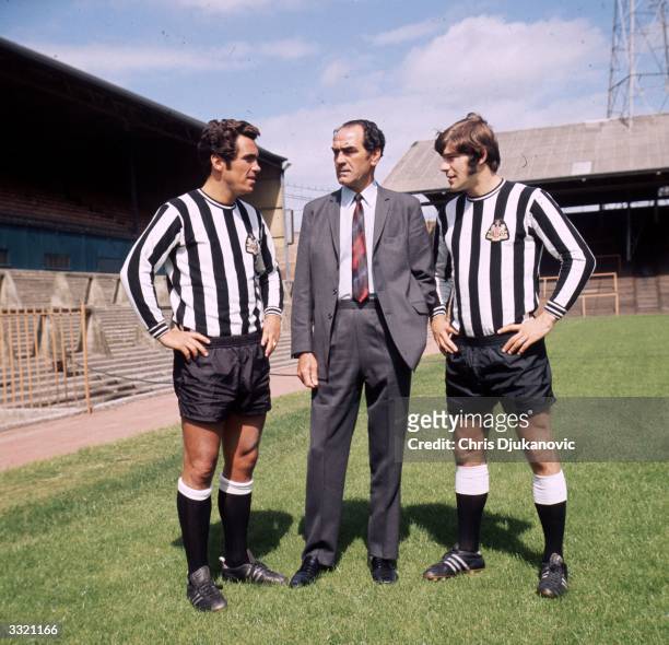Players and manager of Newcastle United FC : Bob Moncur , Joe Harvey and Malcolm McDonald.
