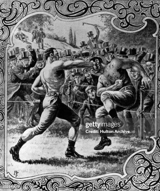 Fight between British boxers Harry Broome and Tom Paddock.