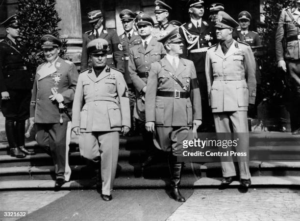 German politician Rudolf Hess at a meeting of leaders of the Axis powers in Germany Hermann Goering, Benito Mussolini, Adolf Hitler and Count...