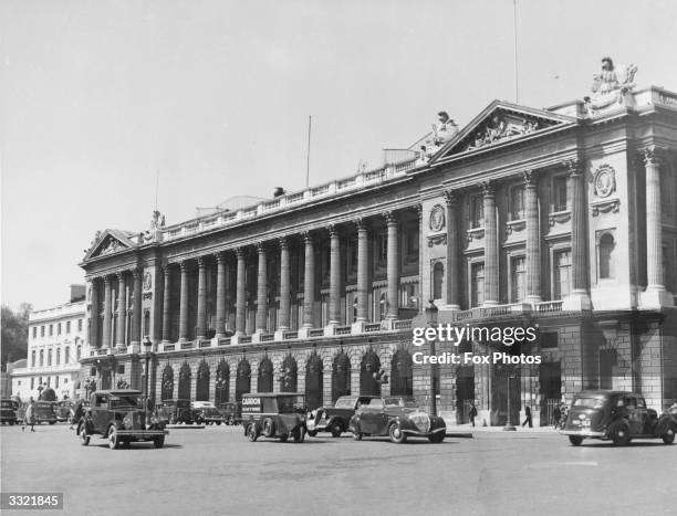 The Hotel de Crillon on Place de la Concorde, Paris, 2nd June 1938. Formerly a public building, the hotel houses the Automobile Club de France and...