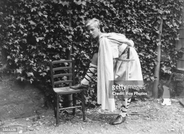 Prince Philip of Greece dressed for Gordonstoun School's production of 'MacBeth', Moray, Scotland, July 1935.
