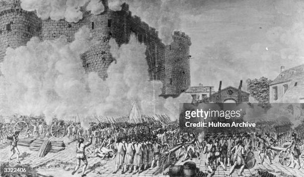 French troops storming the Bastille during the French Revolution. The prison represented the hated Bourbon monarchy and Bastille day is now...
