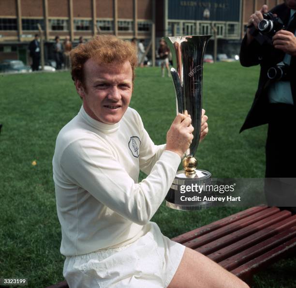Leeds United's Billy Bremner holds up the Fairs' Cup which his team won after beating Juventus over two legs. Bremner was a key midfielder in Don...