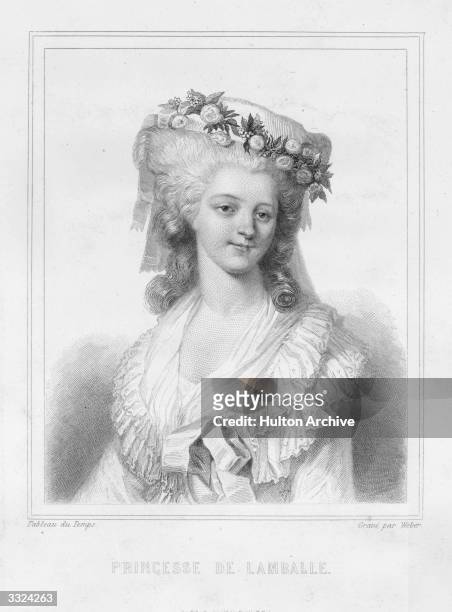 Marie Therese Louise de Savoie-Carignan , Princesse de Lamballe. Original Artwork: Engraving by Weber