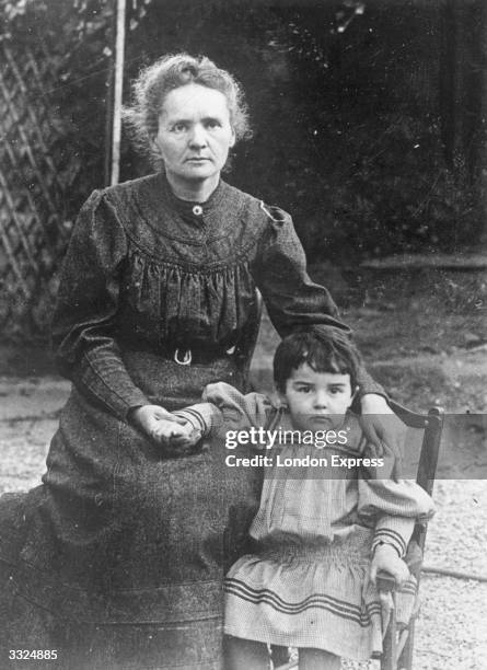 Nobel Prize winning French scientist Marie Curie with her daughter Eve.