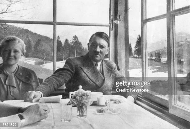German political leader Adolf Hitler with Eva Braun.