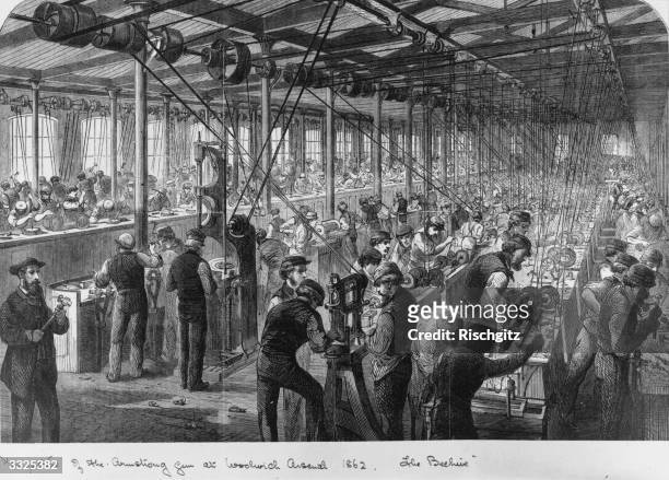 Manufacture of the Armstrong Gun at the Woolwich Arsenal. Original Publication: Illustrated London News - 'The Beehive'