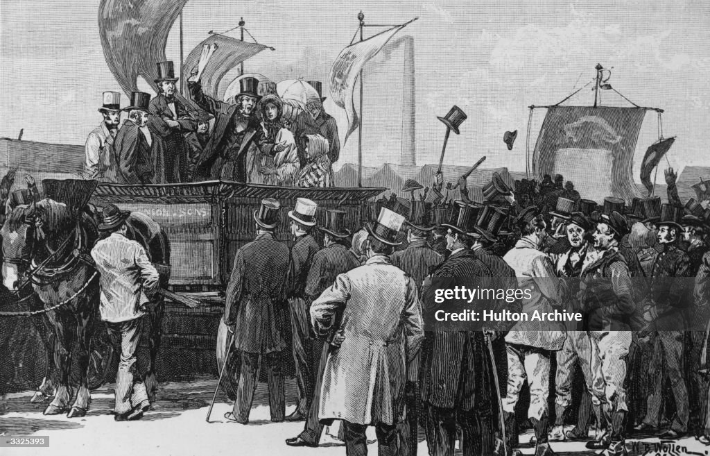 Chartist demonstrators addressing a crowd on Kennington Common,... News ...