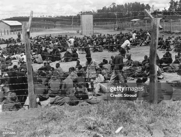 Mau Mau suspects in a prison camp in Kenya.