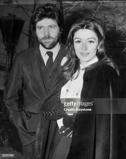 French film actress Anouk Aimee with her actor husband Pierre Barouh, in London for the opening of the award-winning Claude Lelouch film 'Un Homme Et...