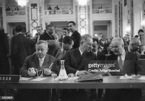 The delegation representing the USSR at the fourth general meeting of the International Atomic Energy Agency at the former Imperial Palace of Vienna...
