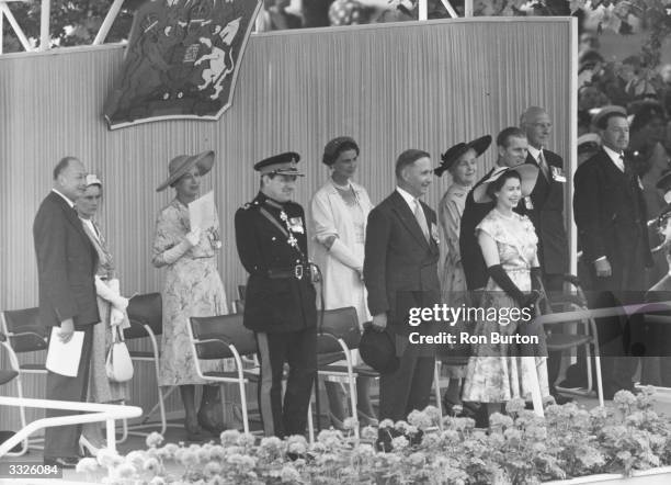 The Queen and HRH the Duke Of Edinburgh attended by the Duke and Duchess Of Gloucester, the Duchess Of Kent, Lord Alexander and the Princess Royal....