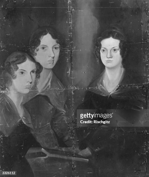 English writers Anne, Emily and Charlotte Bronte. Original Artwork: Painting by their brother, Patrick Branwell Bronte.