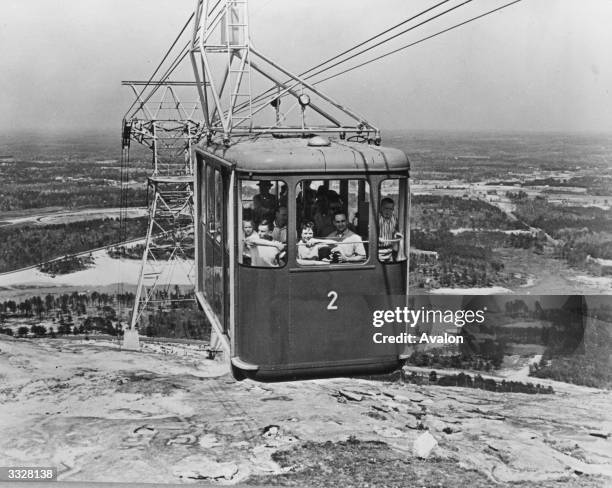 Cable car on Stone Mountain, Georgia. The trip to the top of the 825 ft high hill takes four and a half minutes.