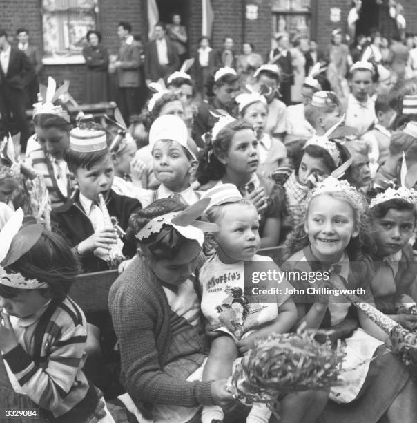 Children at a street party in Morpeth Street in London's East End celebrating the coronation of Queen Elizabeth II. Original Publication: Picture...