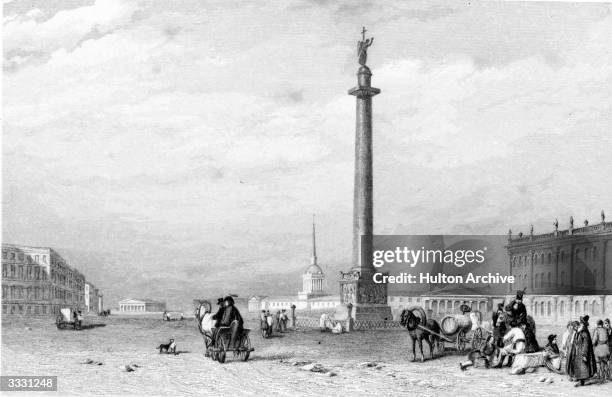 The Column of Alexander in Leningrad , Russia. Original Artwork: Drawn by AG Vickers, engraved by H Jordan.