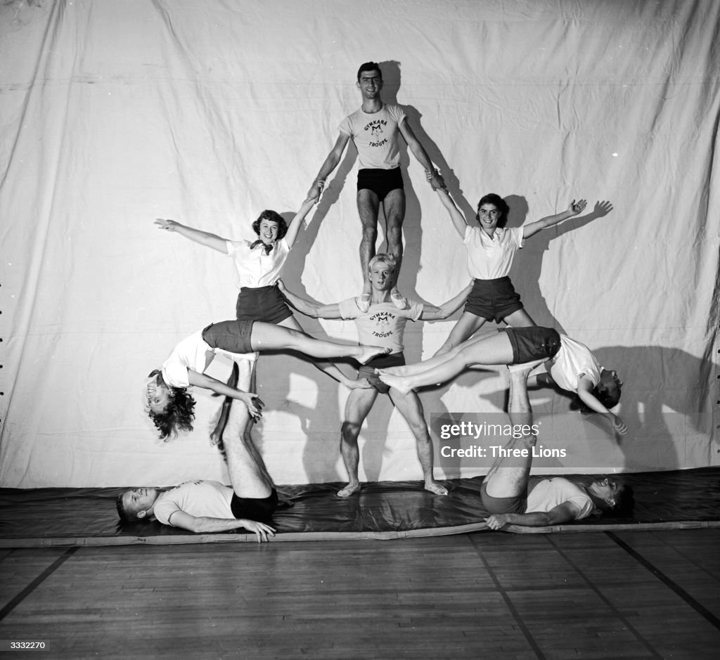 A human pyramid formed by members of the gymkhana team from Maryland ...