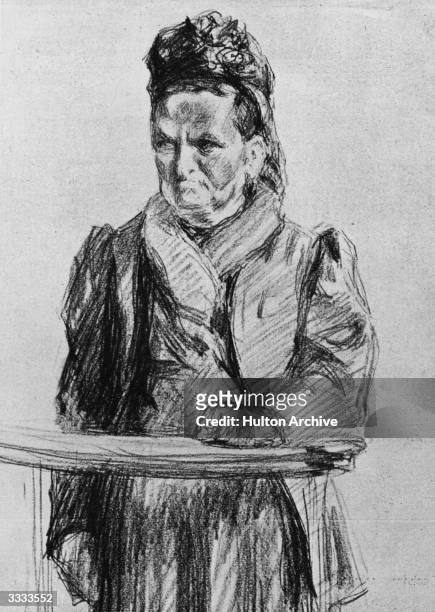 Mariette Wolff in the witness box during the trial of Jeanne-Marguerite Steinheil. Steinheil was accused of murdering her husband and her mother in...