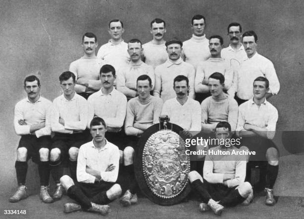 The 1901 FA Cup winning Tottenham Hotspur team with the Sheriff of London shield which they won from Corinthians.
