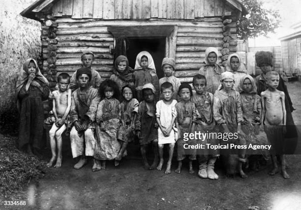 Famine-stricken refugee children in Russia during the Russian Civil War.