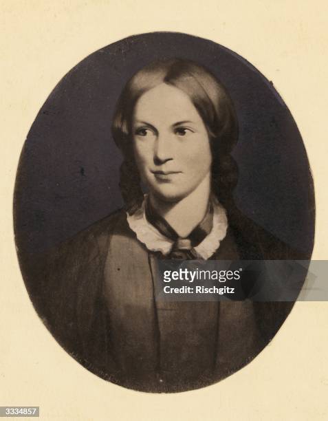 English novelist Charlotte Bronte . Original Artwork: Portrait by Thompson.