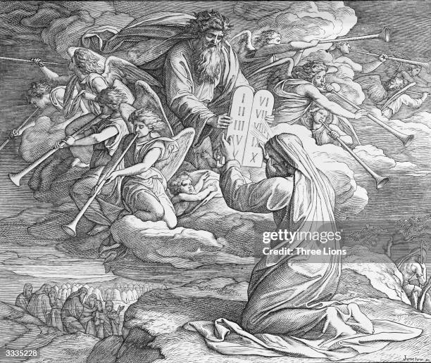 Moses Receives The Ten Commandments, by Julius Schnorr von Carolsfeld , from the German school.