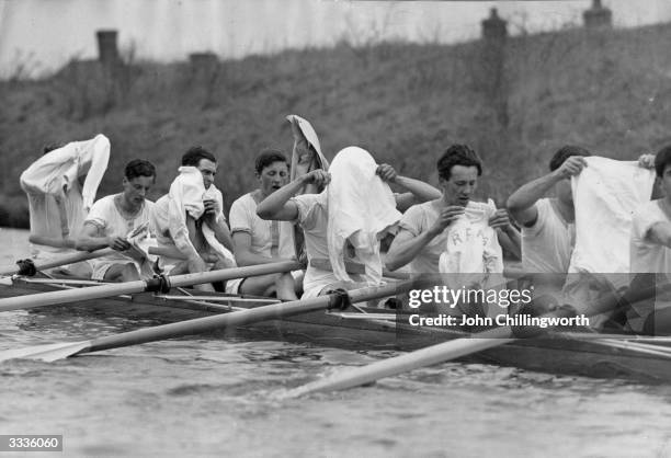 Cambridge University Boat Race team in training. Original Publication: Picture Post - 5706 - Tideway Tune-Up - pub. 1952