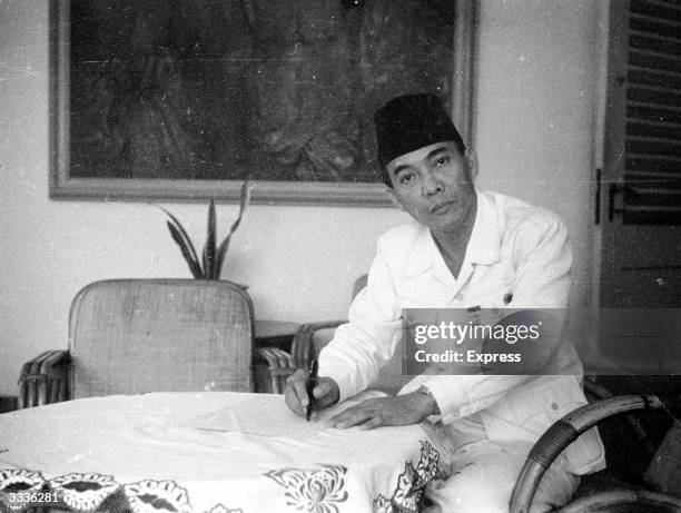 Indonesian statesman Achmed Sukarno , first president of the Indonesian Republic formed in 1945.
