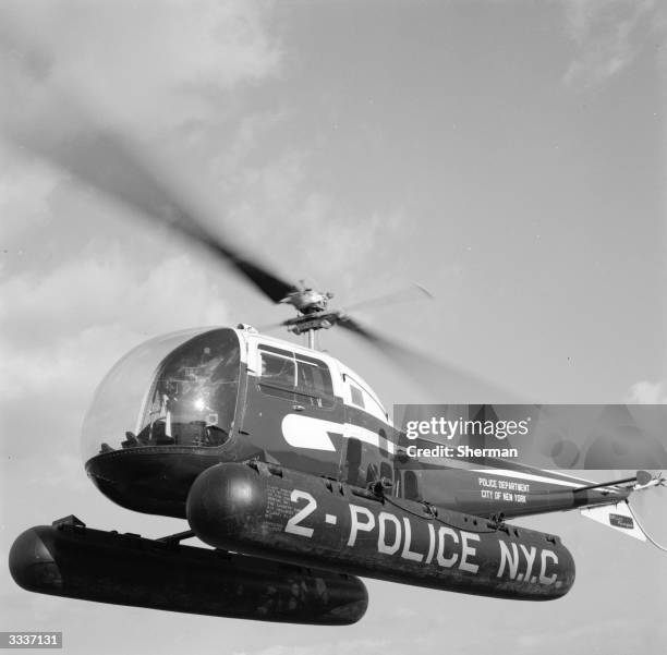 An example of the New York 'Helicops' who are able to respond quickly to emergencies using the adapted Bell 47 J-2A helicopter.