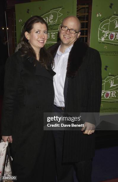 Toby Young and girlfriend attend the UK Premiere of "Live Forever" at the UGC Cinema, Haymarket on March 4, 2003 in London.