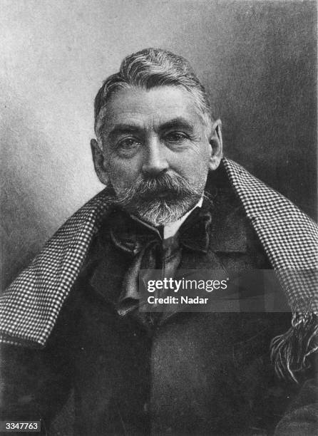 French poet Stephane Mallarme . Engraving after photograph by Nadar.