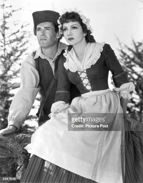 Henry Fonda and Claudette Colbert , in the 20th Century Fox film 'Drums Along The Mohawk'.
