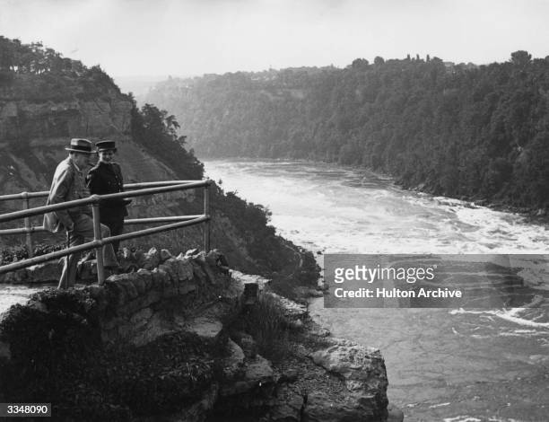 British Prime Minister Winston Churchill with his daughter Mary Churchill at Thompson's Point, Niagara Falls, Canada.