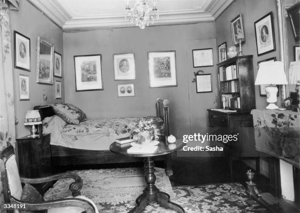 The bedroom of the luxury apartment of Mr Condurier de Cassagio at number 6, Place de Vintimille, Paris. It is decorated in the style of the 1830's...