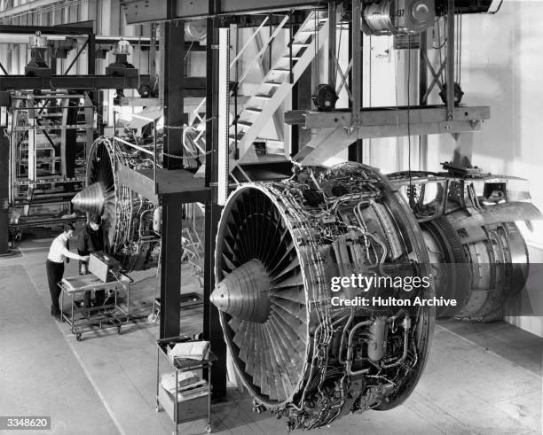 Rolls Royce RB 211 jet engine at Rolls Royce's engine division in Derby.