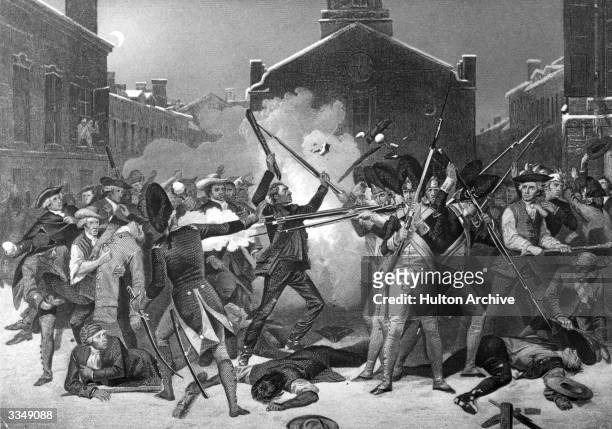 British soldiers open fire on a crowd of Bostonians, killing five people, in what became known as the Boston massacre. The Americans were...