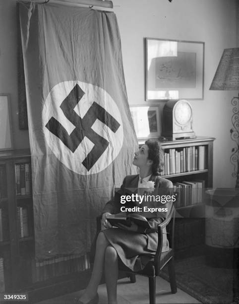 Souvenir Nazi flag sent by British soldiers to Mr and Mrs Maizel of London.
