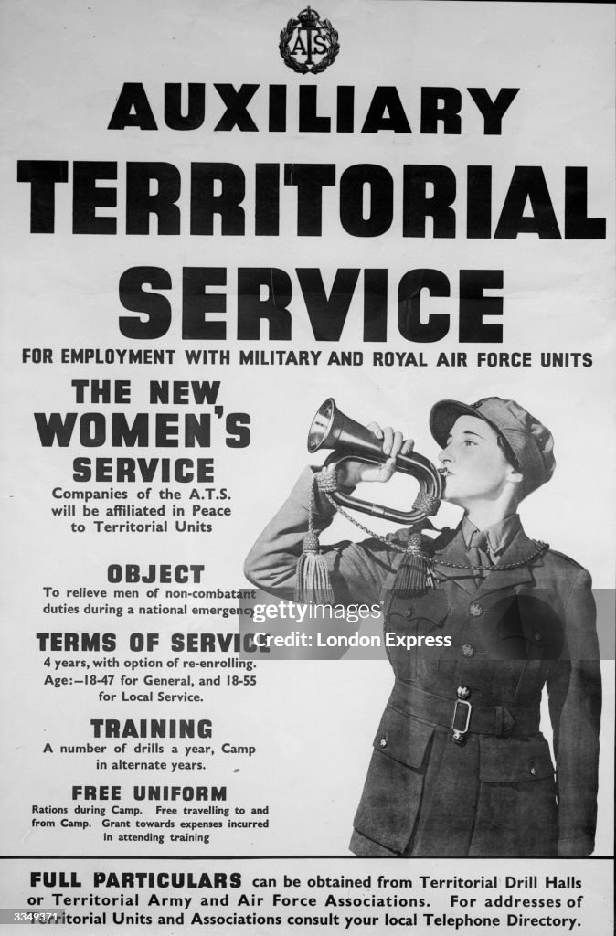 A recruitment poster for the Auxiliary Territorial Service . News Photo ...