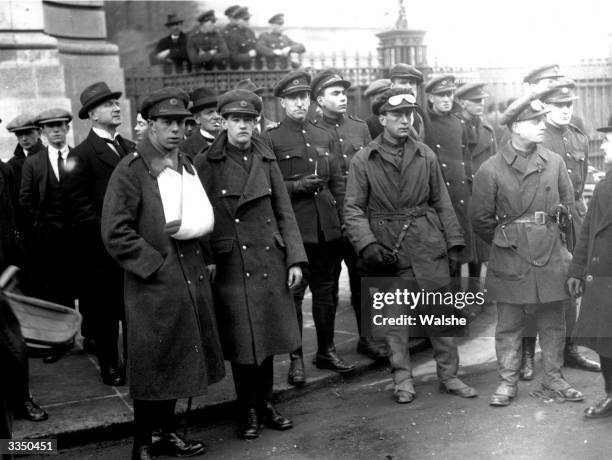 Members of the Irish Civic Guard wounded in the Irish Civil War. The Civic Guard replaced the Royal Irish Constabulary after Partition.