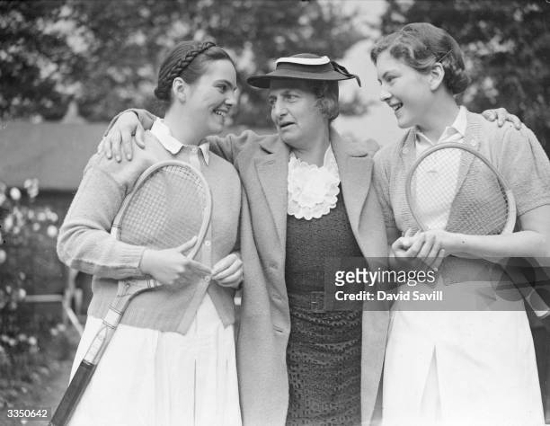 Hazel Wightman , former American tennis player and founder of the Wightman Cup, with her daughter Dorothy Wightman and Jean Nicholl, British Junior...