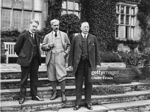 Prime Minister of the Irish Free State William Cosgrave meeting with British Prime Minister Ramsay Macdonald and the first Prime Minister of Northern...