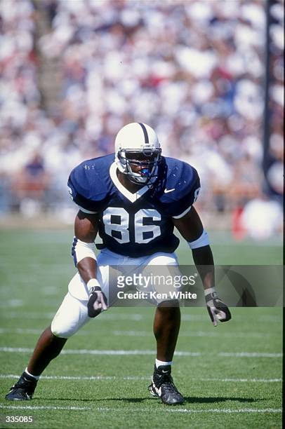 Defensive end Courtney Brown of the Pennsylvania State Nittany Lions in action during the game against the Bowling Green Falcons at the Beaver...